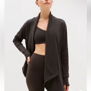 Athleta Pranayama Restore Rib Wrap Long Sleeve Open Front Yoga Cardigan Sweater